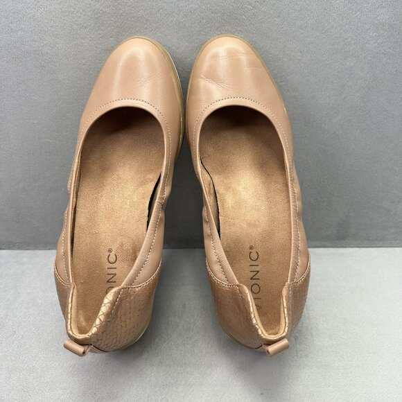 Vionic Jacey Womens Size 7 Wedge Toffee Brown Leather Slip On Comfort Support - Picture 6 of 8